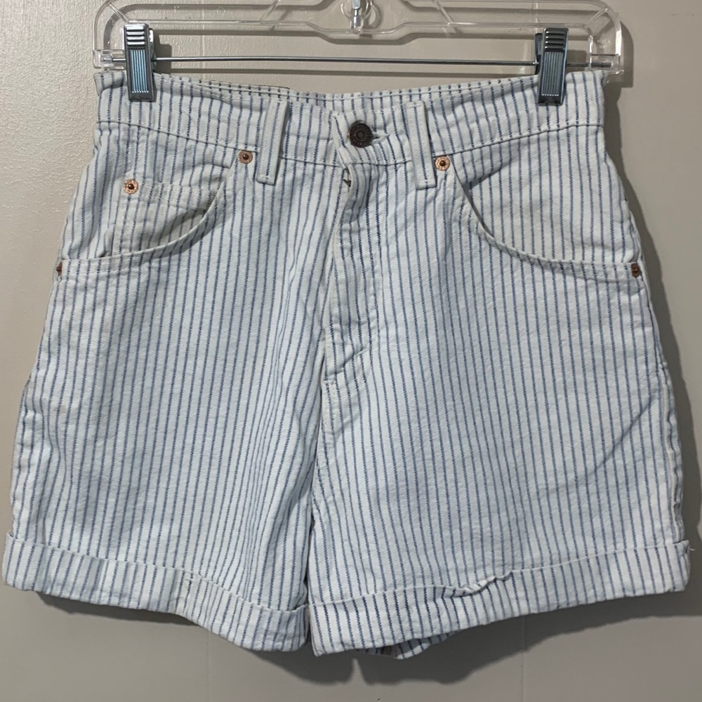 White and blue pinstripe Shorts